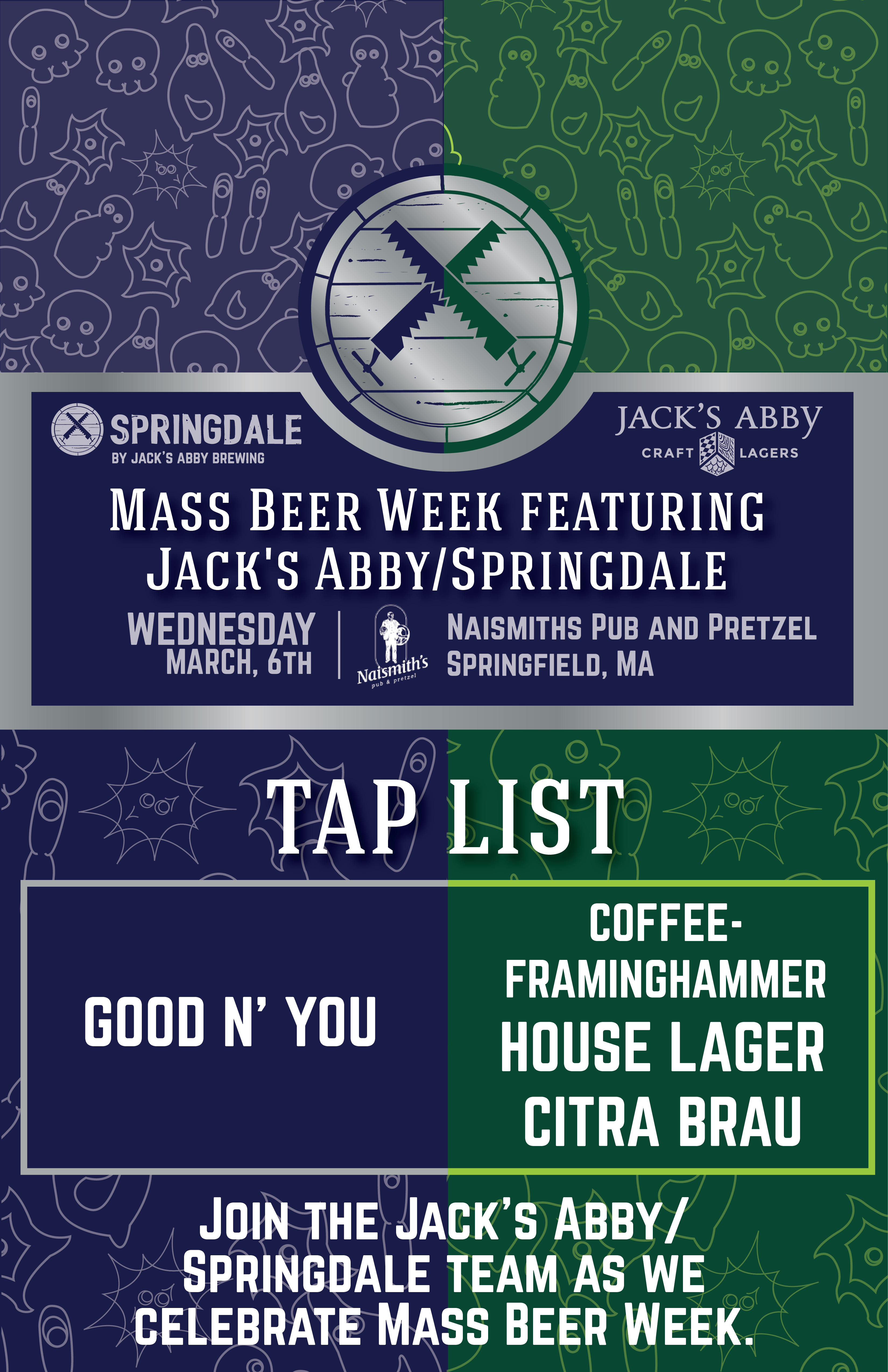 Mass Beer Week featuring Jack’s Abby and Springdale Springdale Beer